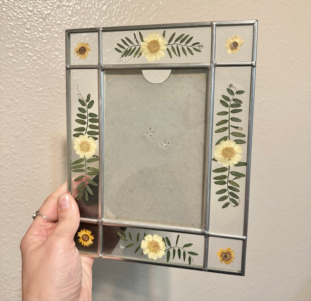 pressed flower frame - vintage boho unique handmade cottagecore fairy decor gift